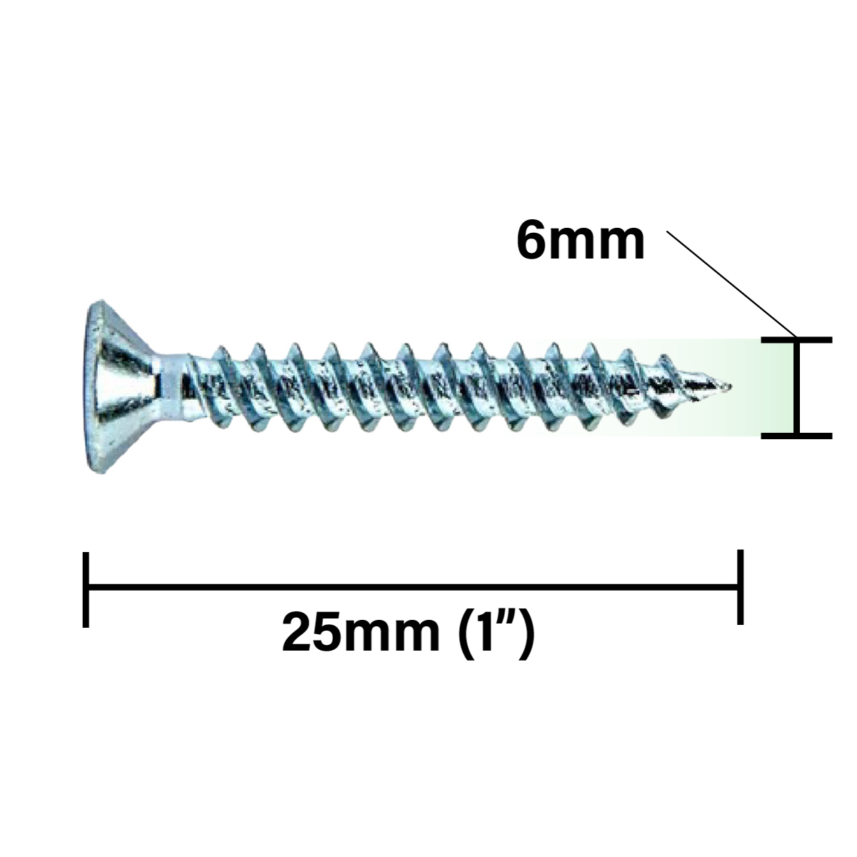 Rikä TWSR008 Woodscrew Twin-Thread CSK BZP 6 x 1in 200pk